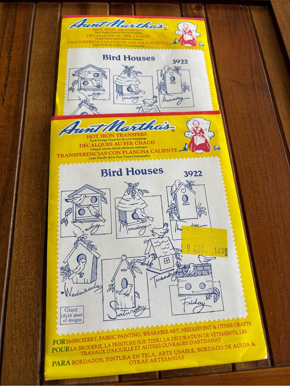 Vintage Aunt Martha’s 3922 Bird Houses Hot Iron embroidery Transfers